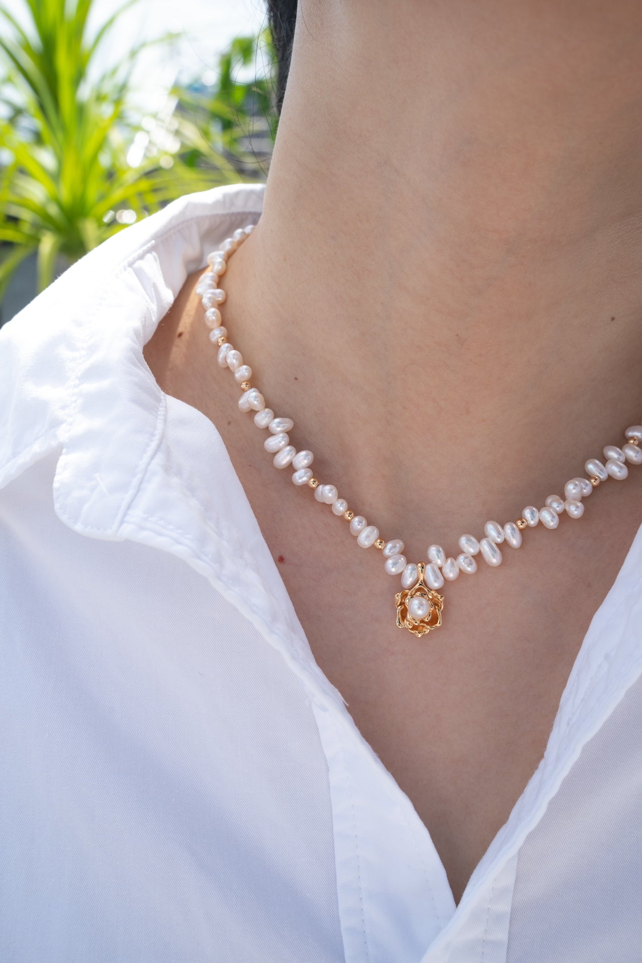 Camellia Pearl Necklace